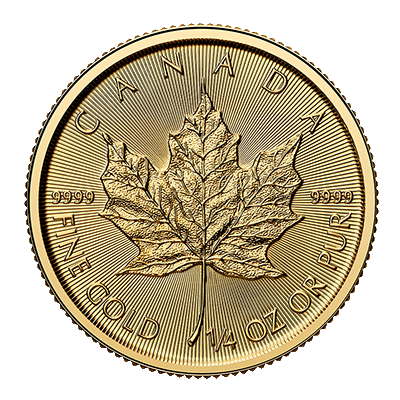 A picture of a 1/4 oz Gold Maple Leaf Coin (2024)